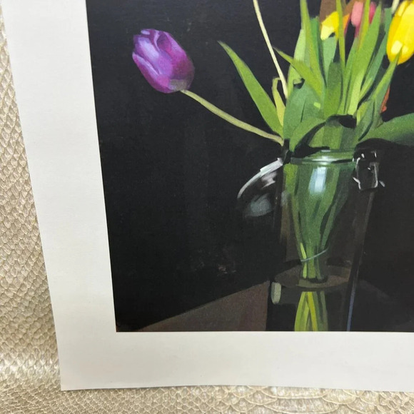 Authentic Lithograph Gallery Wall Art Gucci Bee Logo Still Life Tulip Flowers - Picture 11 of 13